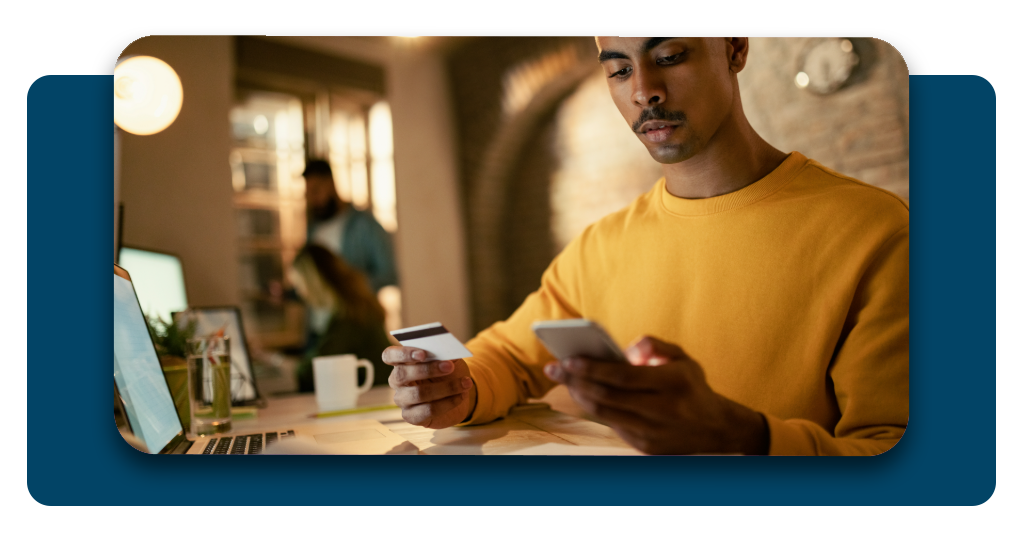 A person reviewing a digital credit card statement on a smartphone