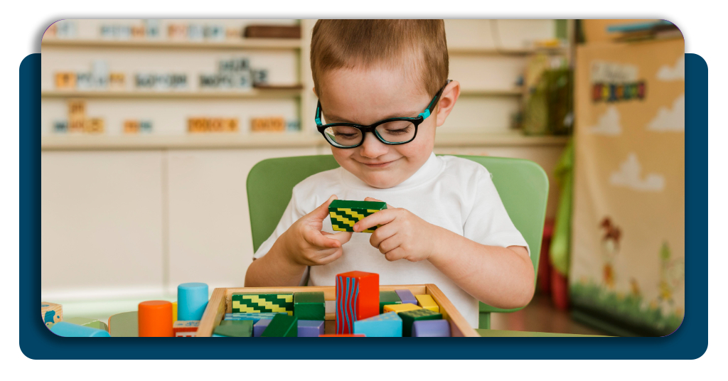 Child playing as part of early intervention and special education assessment